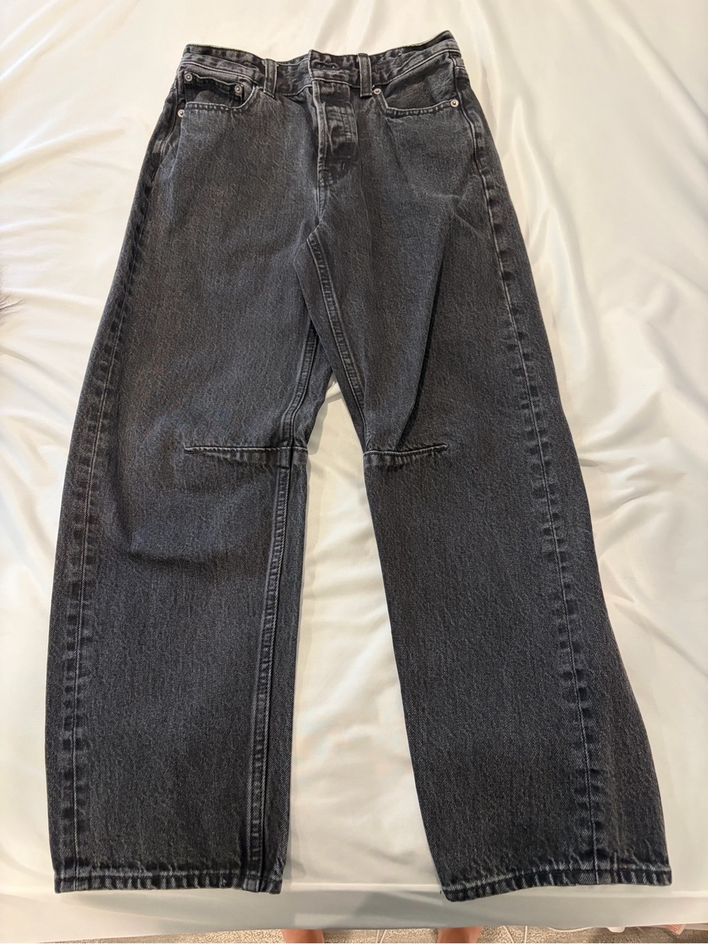 Madewell black darted barrel Jean